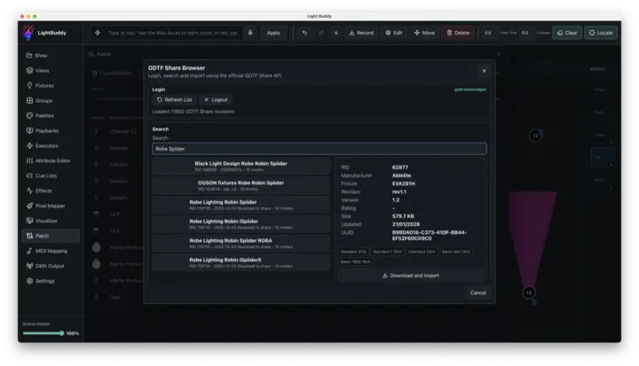 GDTF Share import