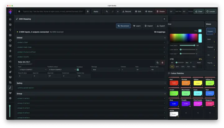 MIDI mapping controls
