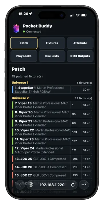 PocketBuddy mobile remote interface